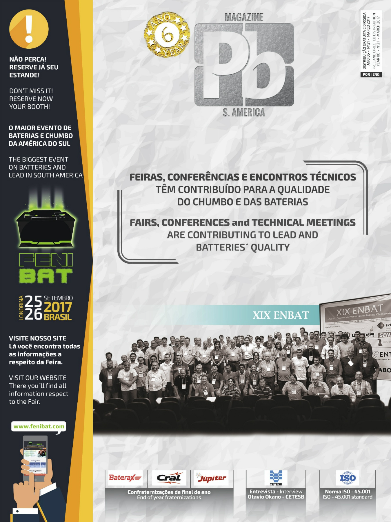 Capa da revista FEIRAS, CONFERÊNCIAS E ENCONTROS TÉCNICOS TÊM CONTRIBUÍDO PARA A QUALIDADE DO CHUMBO E DAS BATERIAS