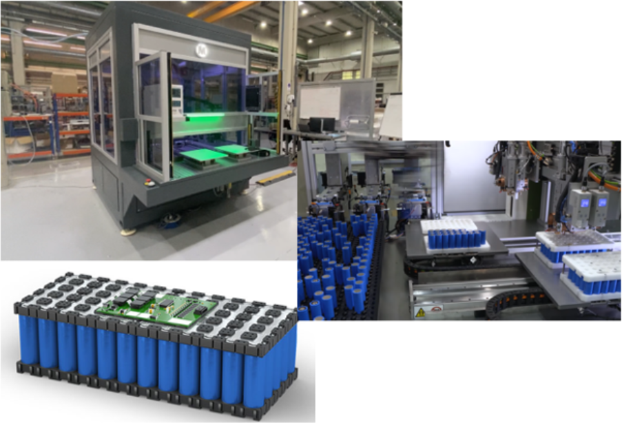 Equipamentos automatizados para produção de packs com células cilíndricas